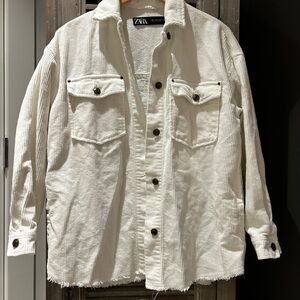 Zara White Lightweight Shirt Jacket
